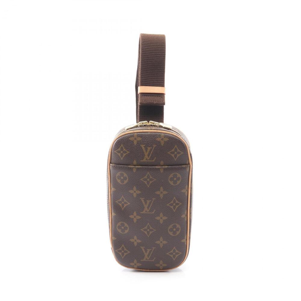 LOUIS VUITTON Authentic Brown Monogram Leather Pochette Fanny Pack